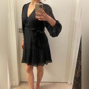 Black glitter wrap dress